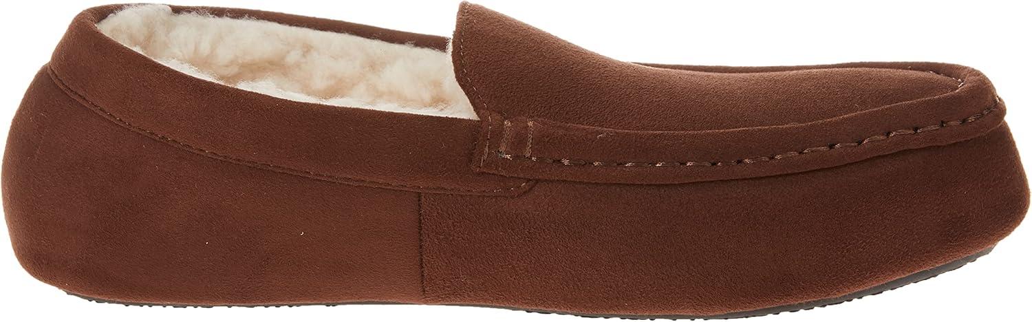 imageAmazon Essentials Mens Microsuede Moccasin SlippersDark Toffee Brown Microsuede