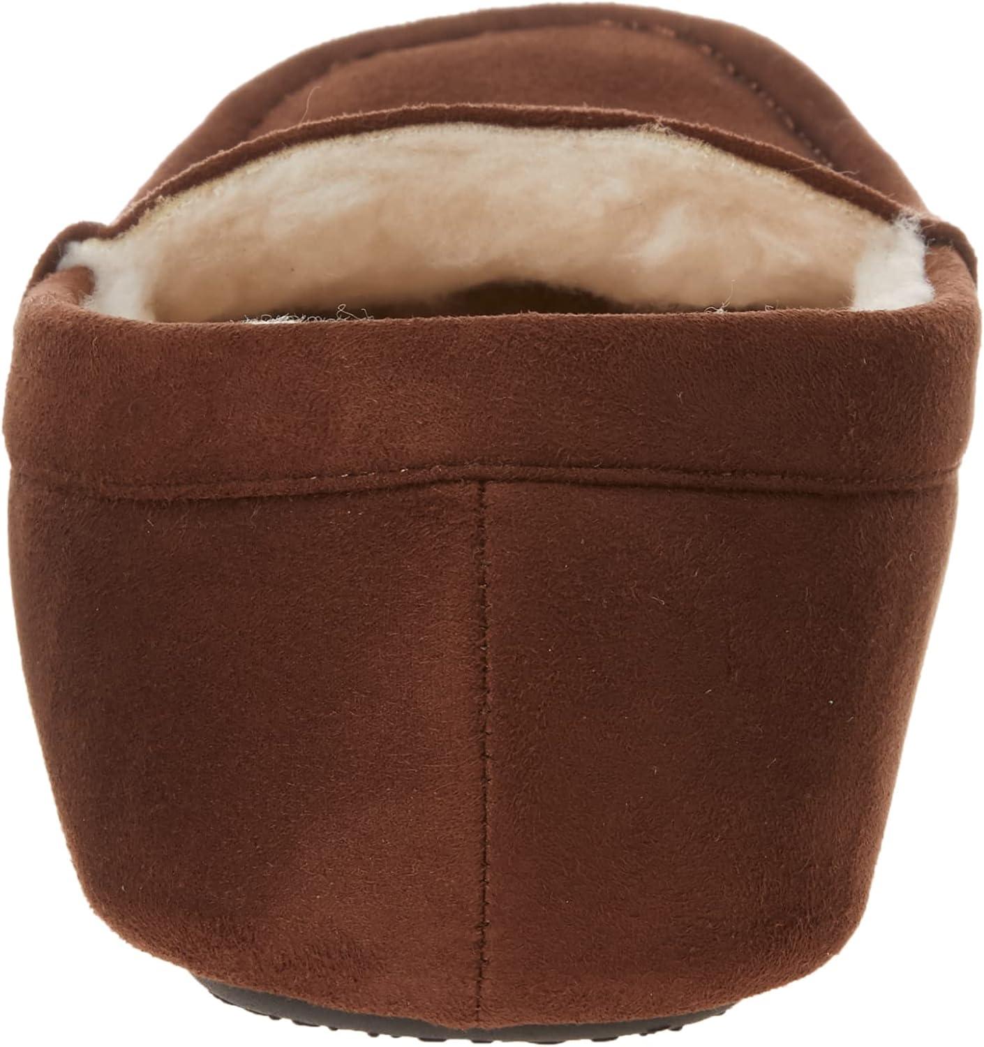 imageAmazon Essentials Mens Microsuede Moccasin SlippersDark Toffee Brown Microsuede