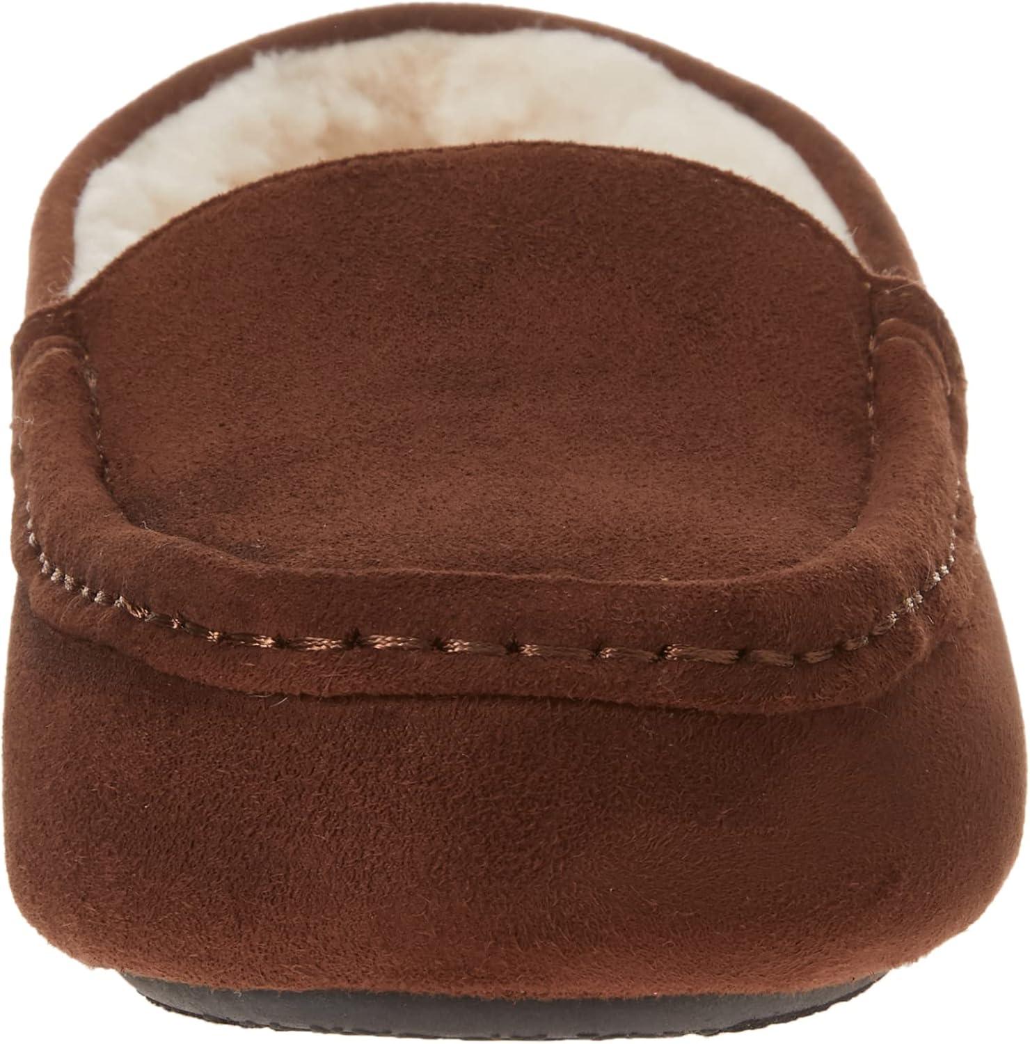 imageAmazon Essentials Mens Microsuede Moccasin SlippersDark Toffee Brown Microsuede