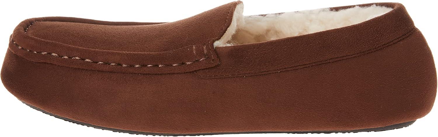 imageAmazon Essentials Mens Microsuede Moccasin SlippersDark Toffee Brown Microsuede