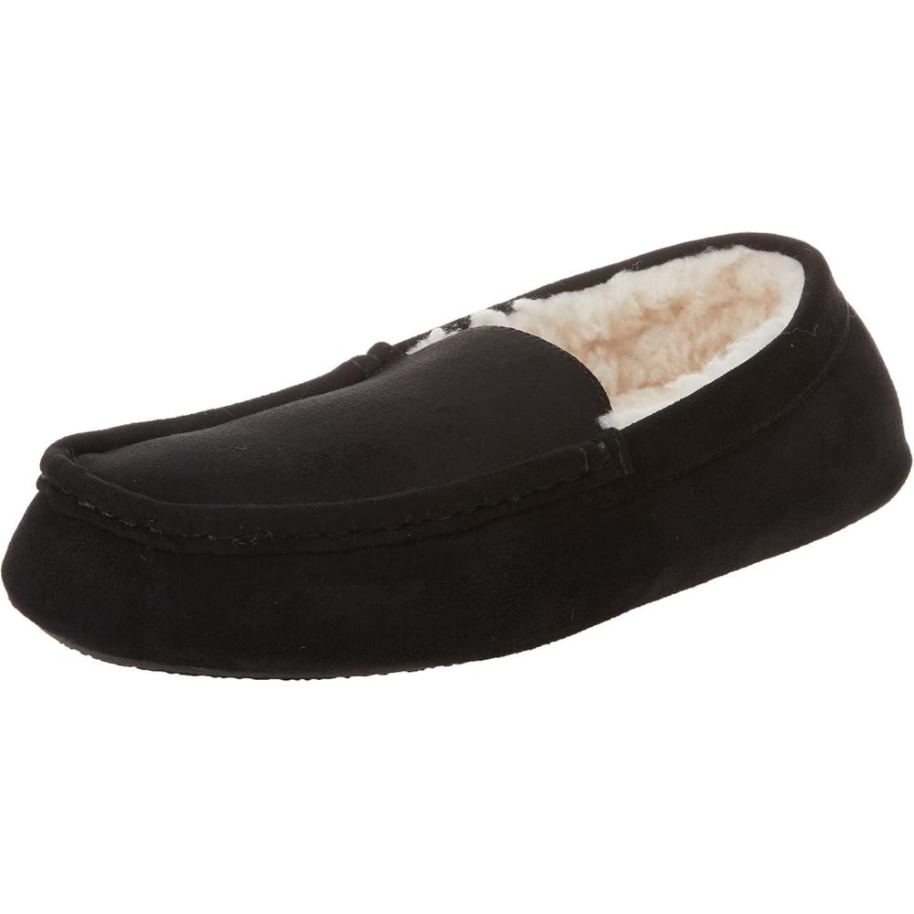 imageAmazon Essentials Mens Microsuede Moccasin SlippersBlack Microsuede