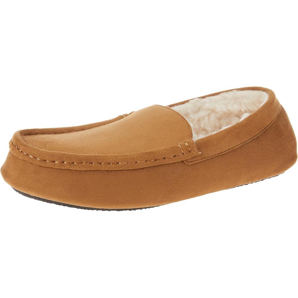 imageAmazon Essentials Mens Microsuede Moccasin SlippersCamel Microsuede