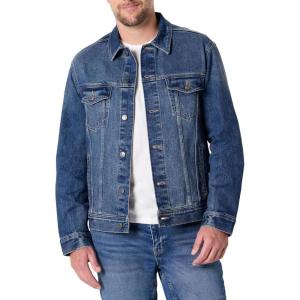 imageAmazon Essentials Mens Low Stretch RegularFit Denim JacketStone Medium Wash