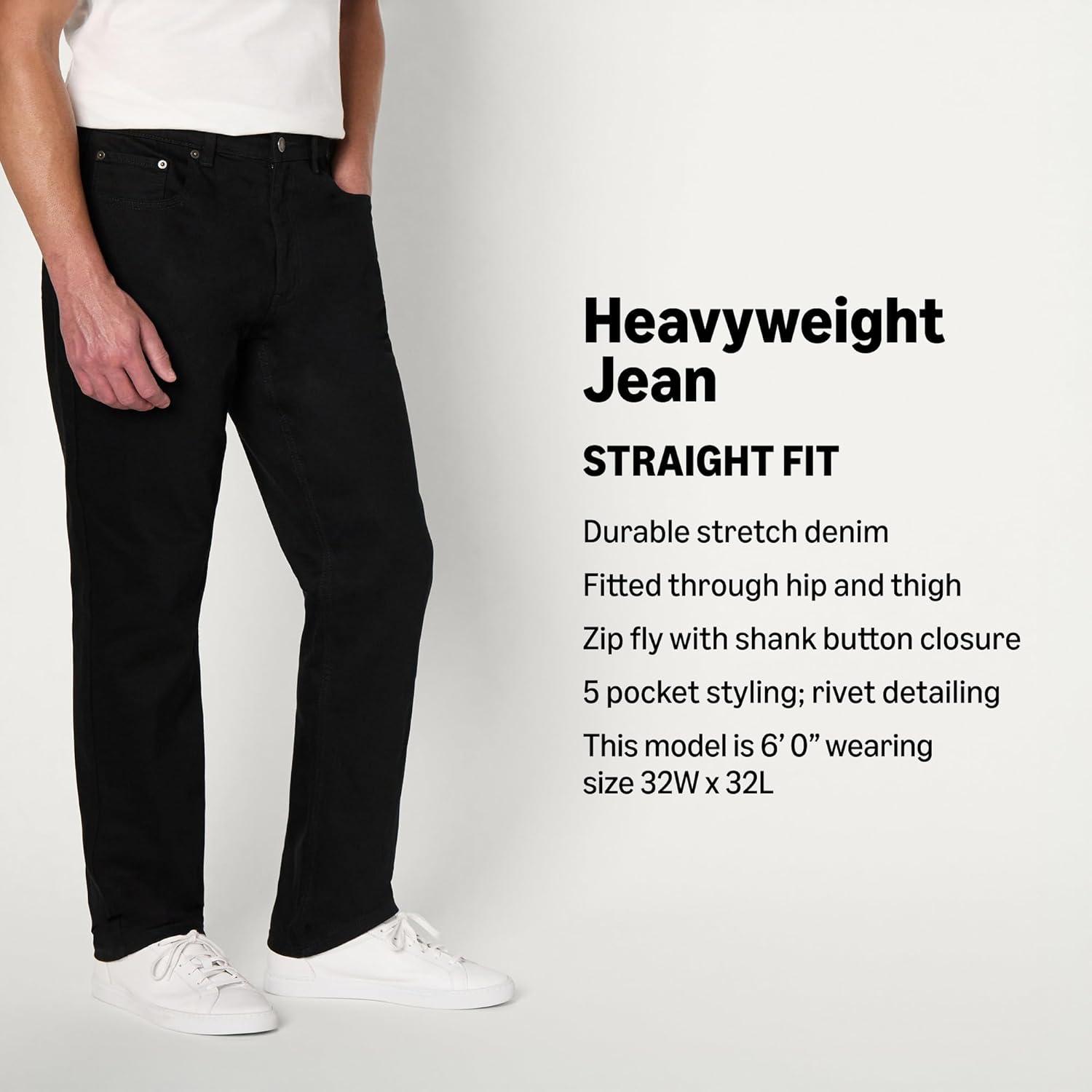 imageAmazon Essentials Mens Low Stretch StraightFit JeanBlack