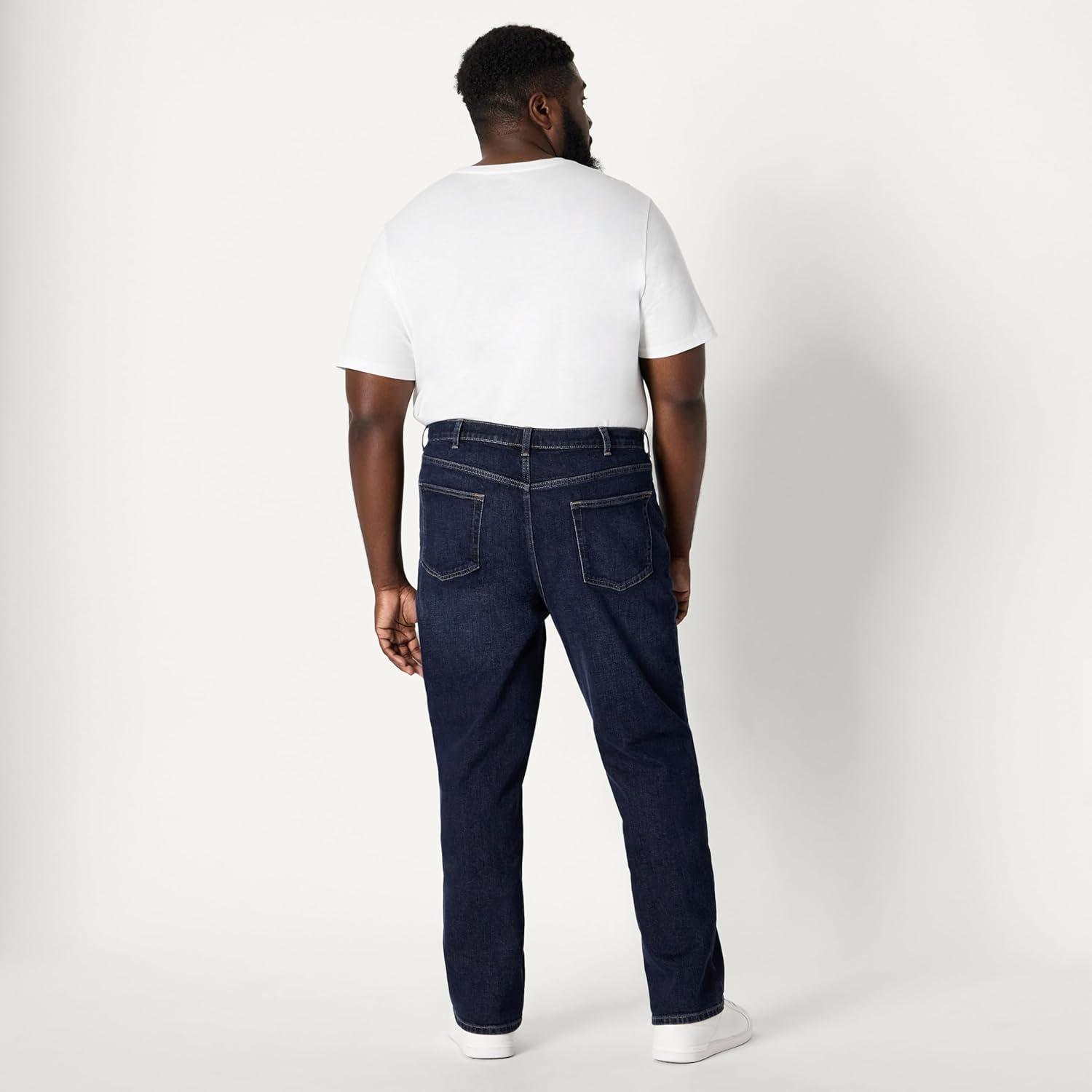 imageAmazon Essentials Mens Low Stretch StraightFit JeanDark Midnight Wash