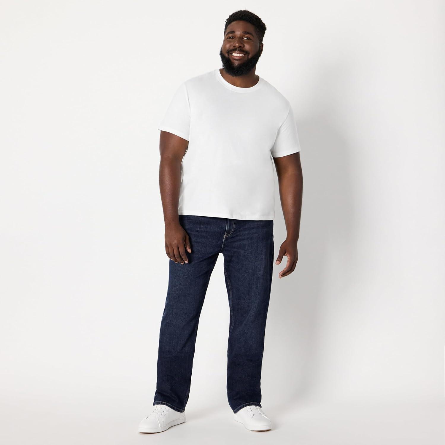 imageAmazon Essentials Mens Low Stretch StraightFit JeanDark Midnight Wash