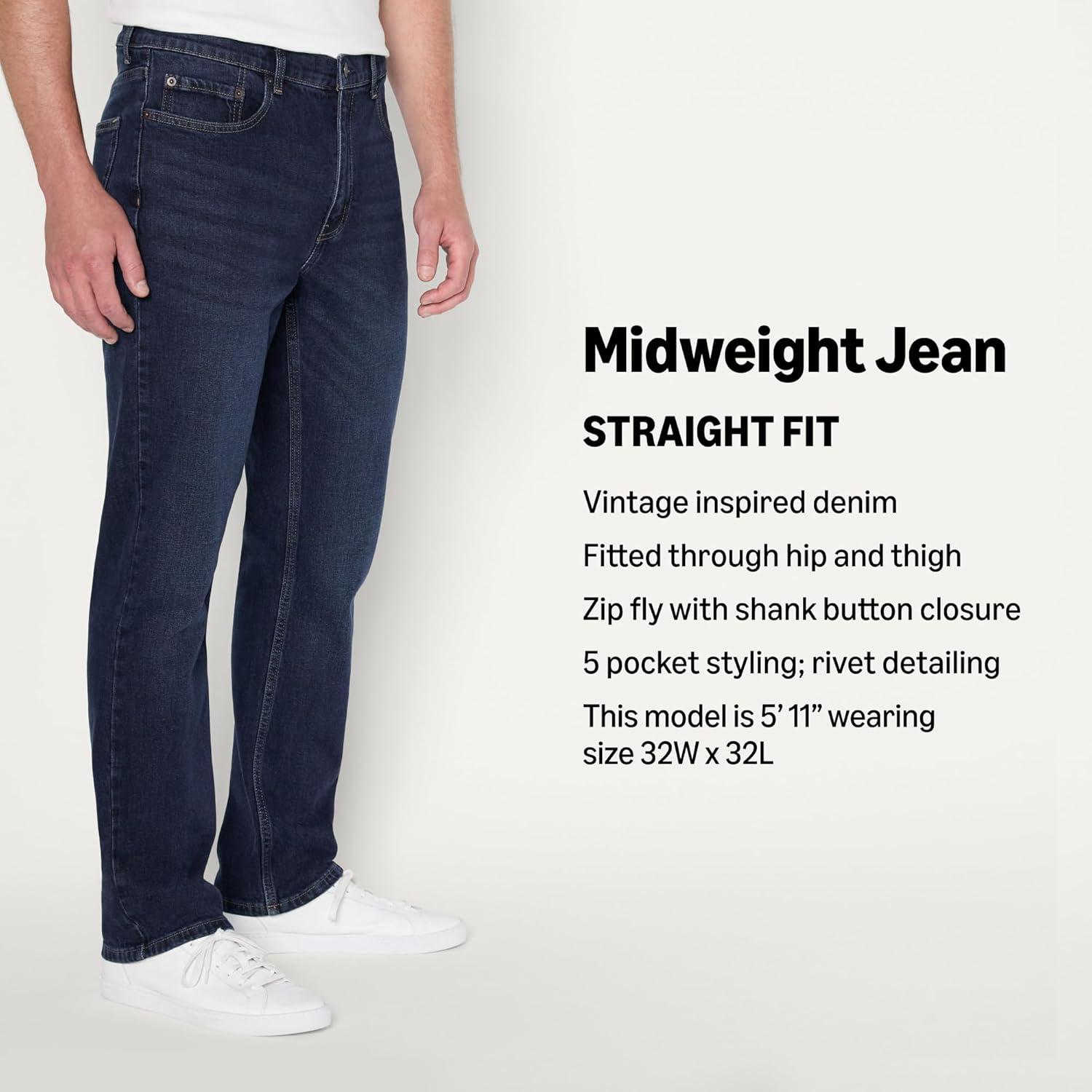 imageAmazon Essentials Mens Low Stretch StraightFit JeanDark Midnight Wash