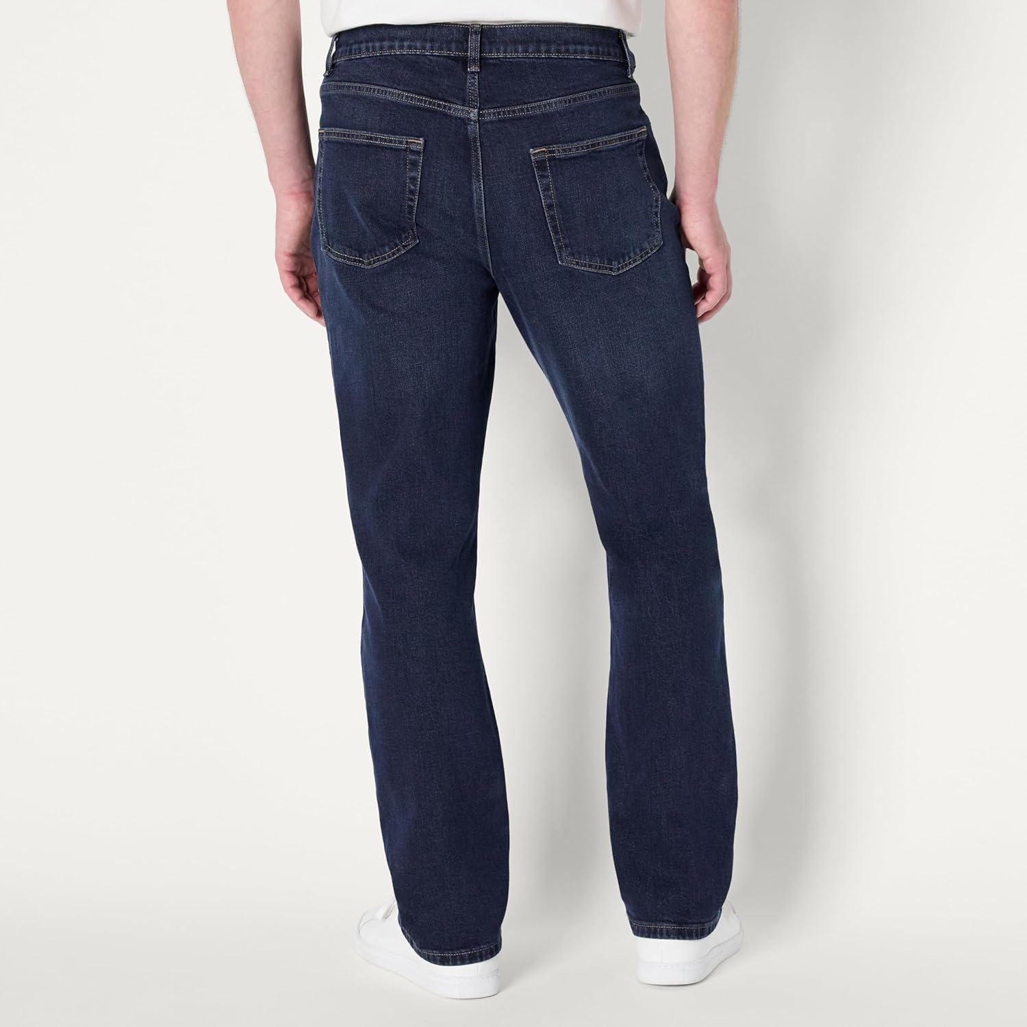 imageAmazon Essentials Mens Low Stretch StraightFit JeanDark Midnight Wash