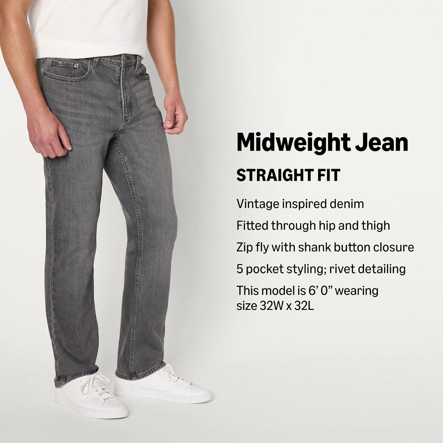 imageAmazon Essentials Mens Low Stretch StraightFit JeanGrey Wash