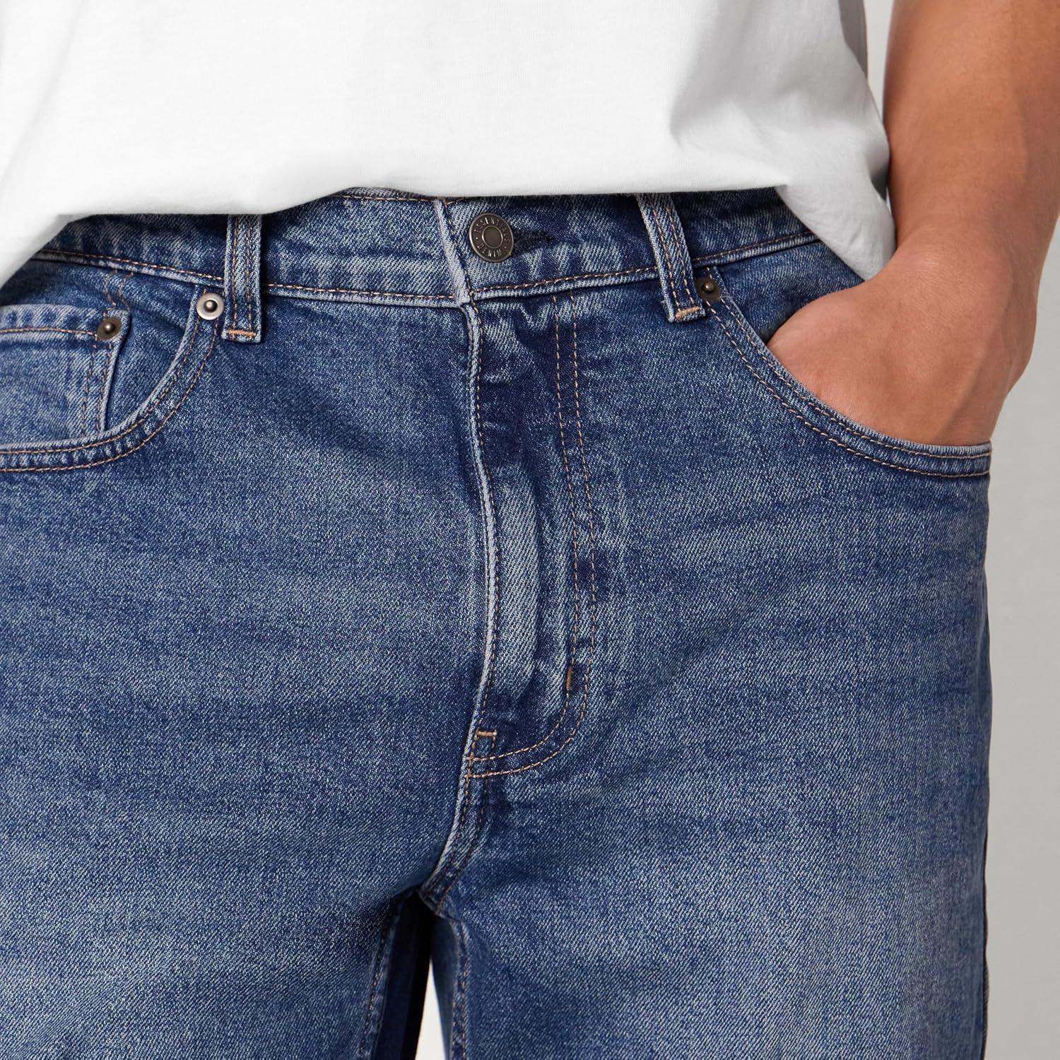 imageAmazon Essentials Mens Low Stretch StraightFit JeanStone Medium Wash