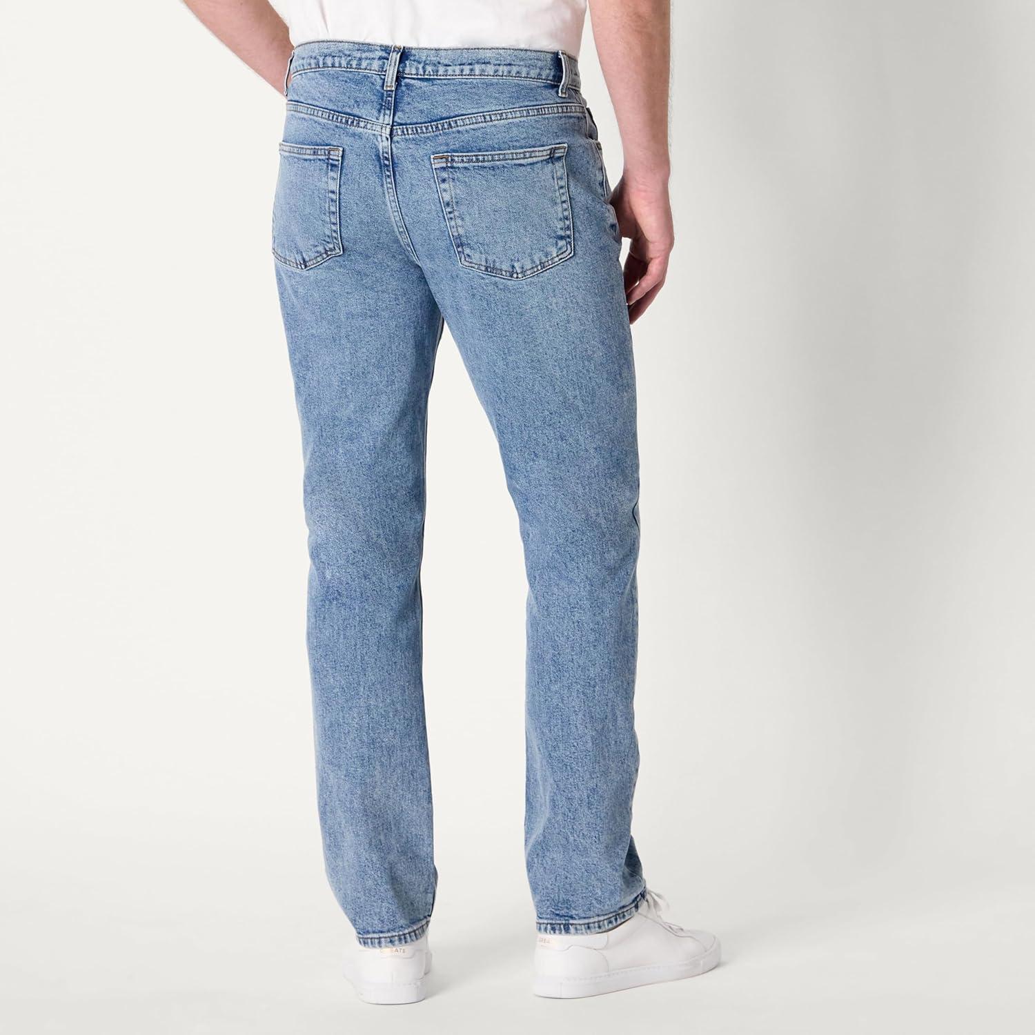 imageAmazon Essentials Mens Low Stretch StraightFit JeanTinted Light Wash