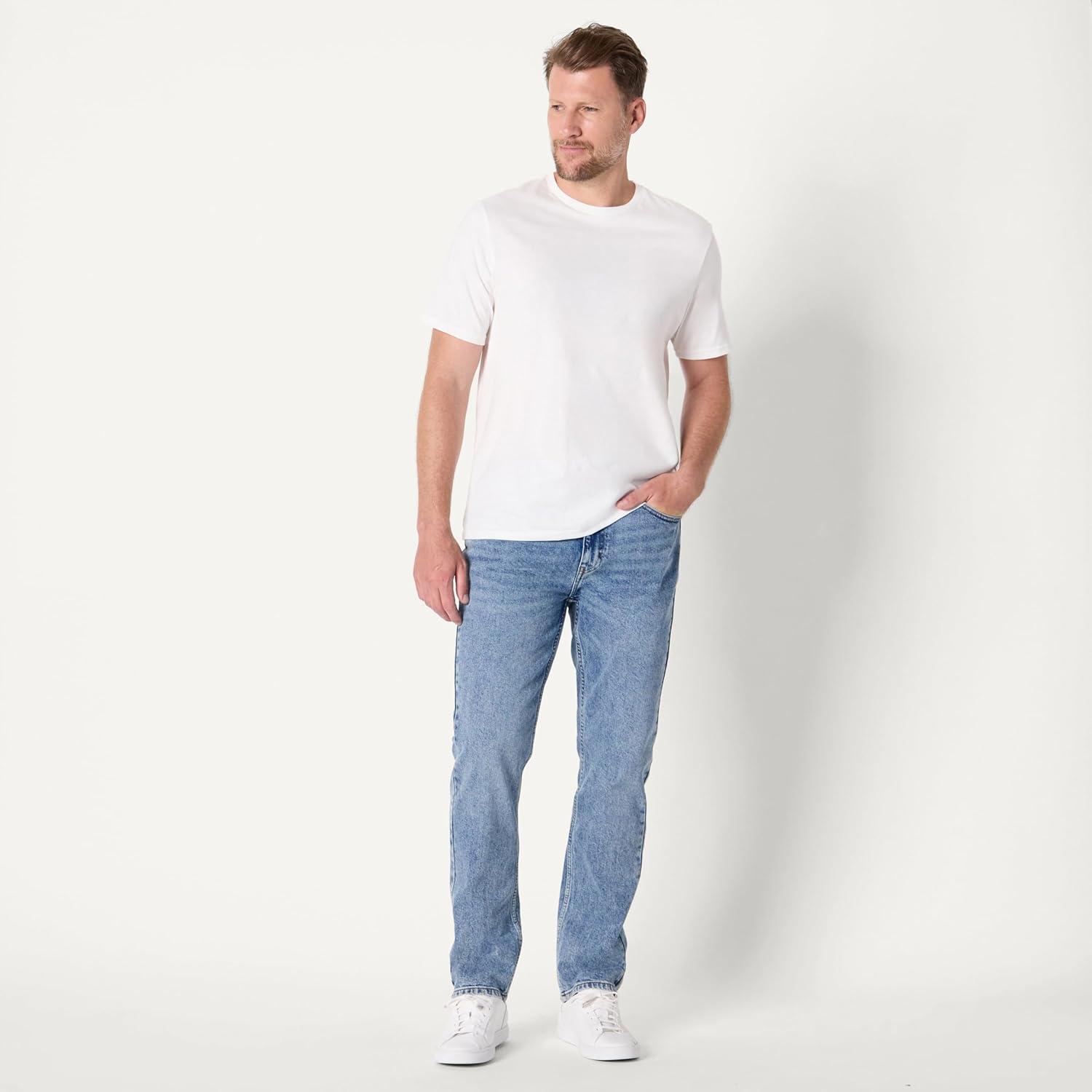 imageAmazon Essentials Mens Low Stretch StraightFit JeanTinted Light Wash