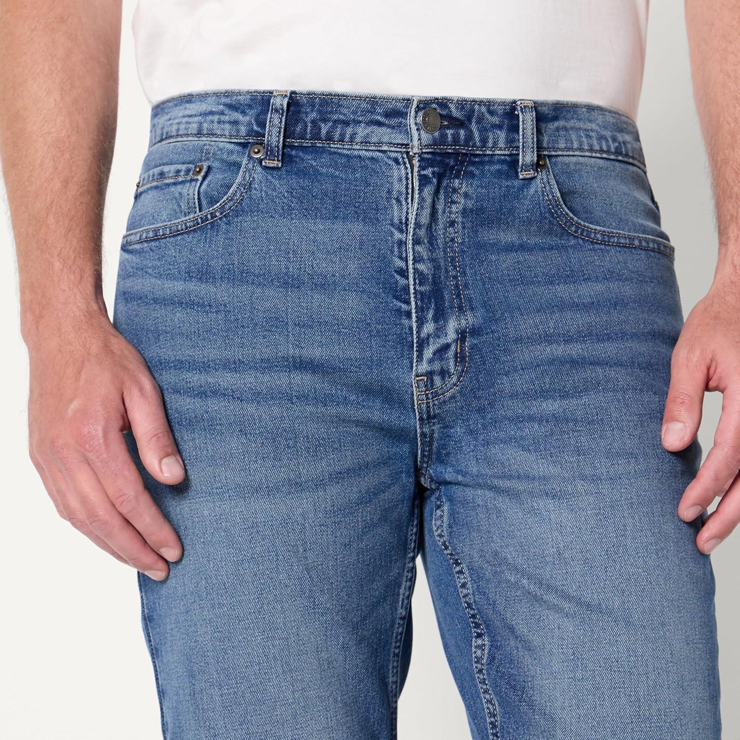 imageAmazon Essentials Mens Low Stretch StraightFit JeanTinted Medium Blue