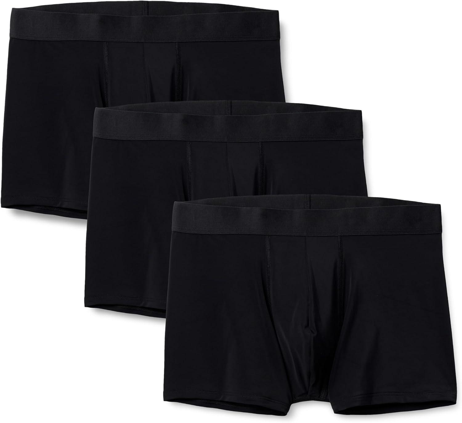imageAmazon Essentials Mens Microfiber Boxer Shorts Underwear Pack of 3Black