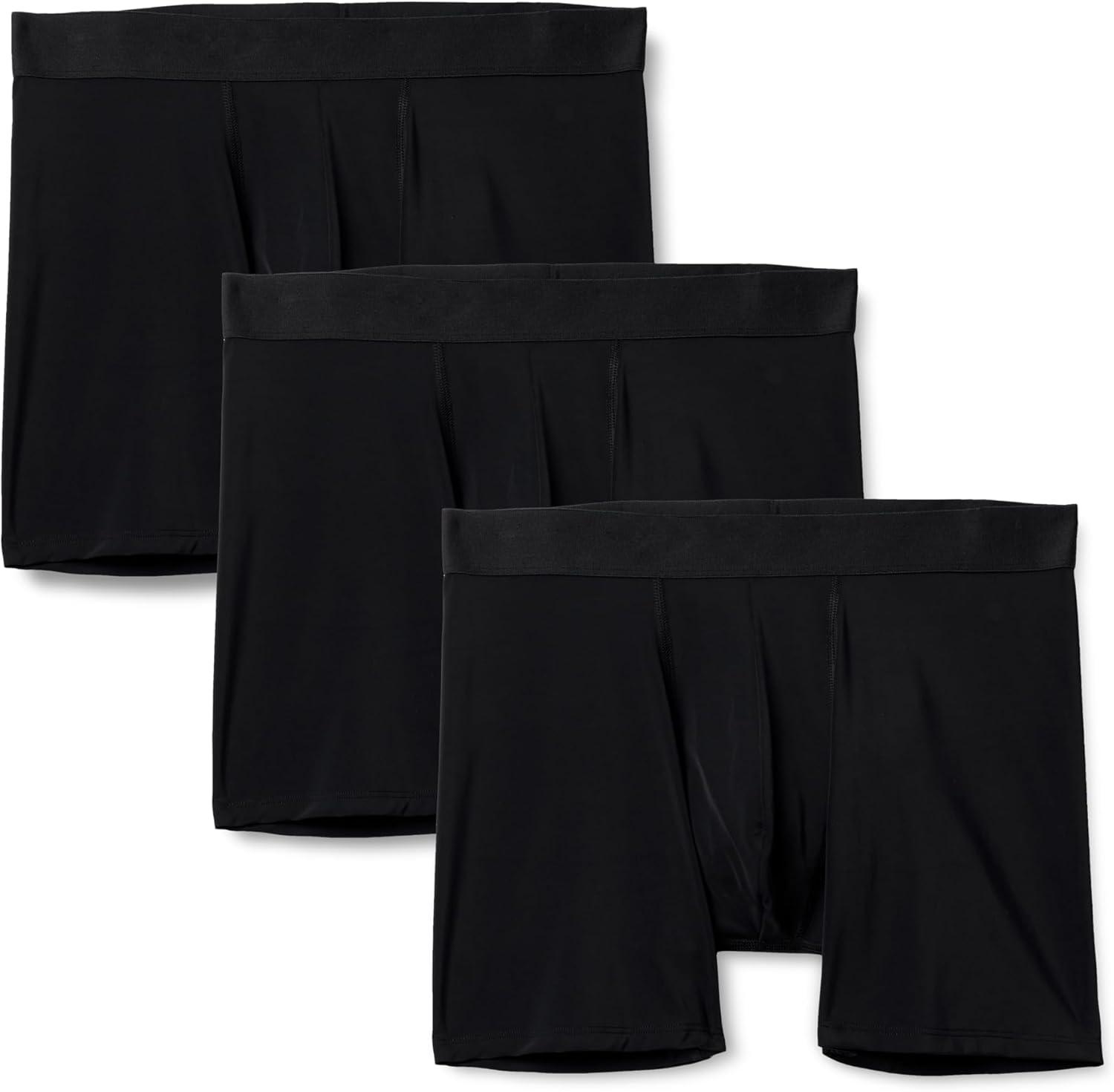 imageAmazon Essentials Mens Microfiber Boxer Shorts Underwear Pack of 3Black