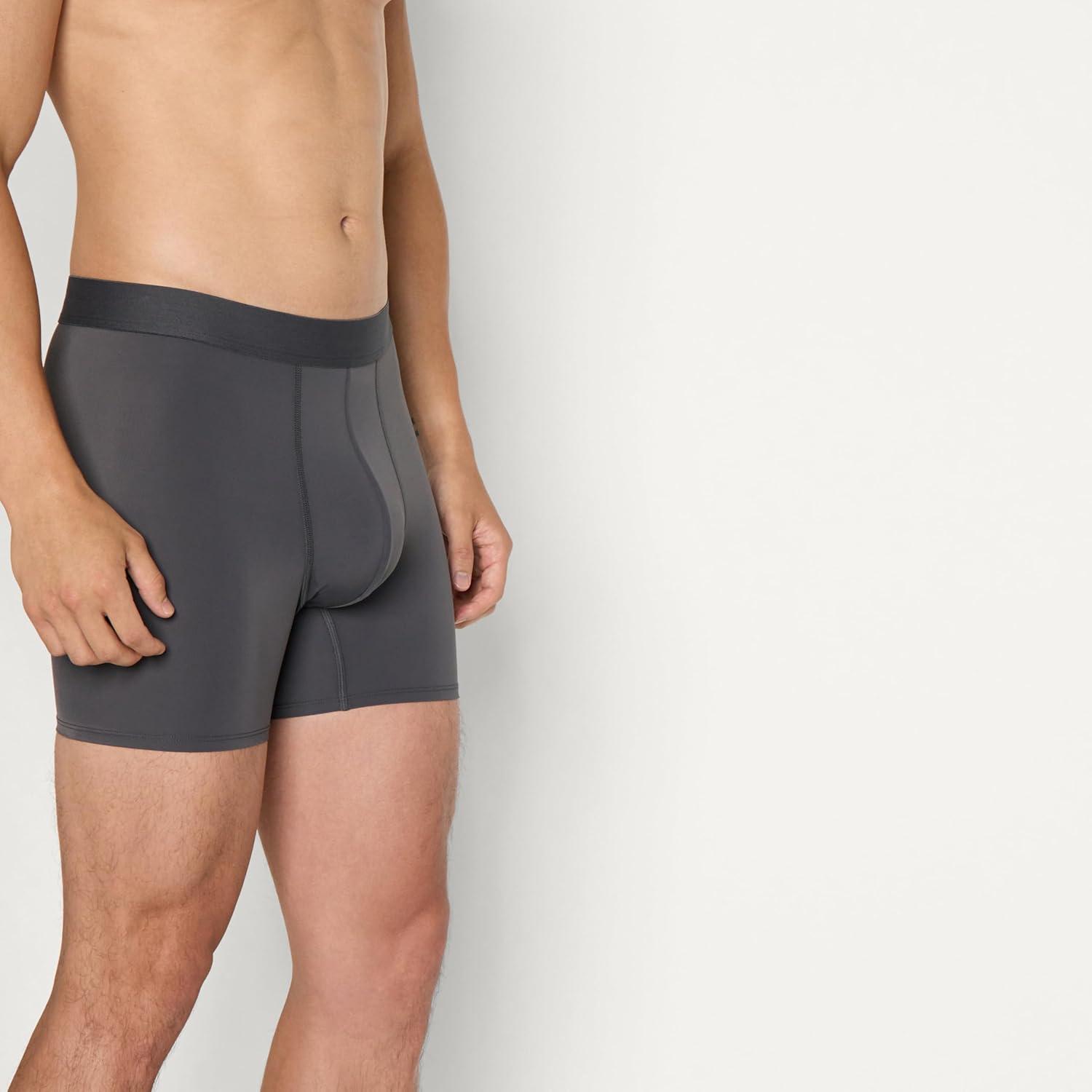 imageAmazon Essentials Mens Microfiber Boxer Shorts Underwear Pack of 3BlackCharcoal GreyLight Grey