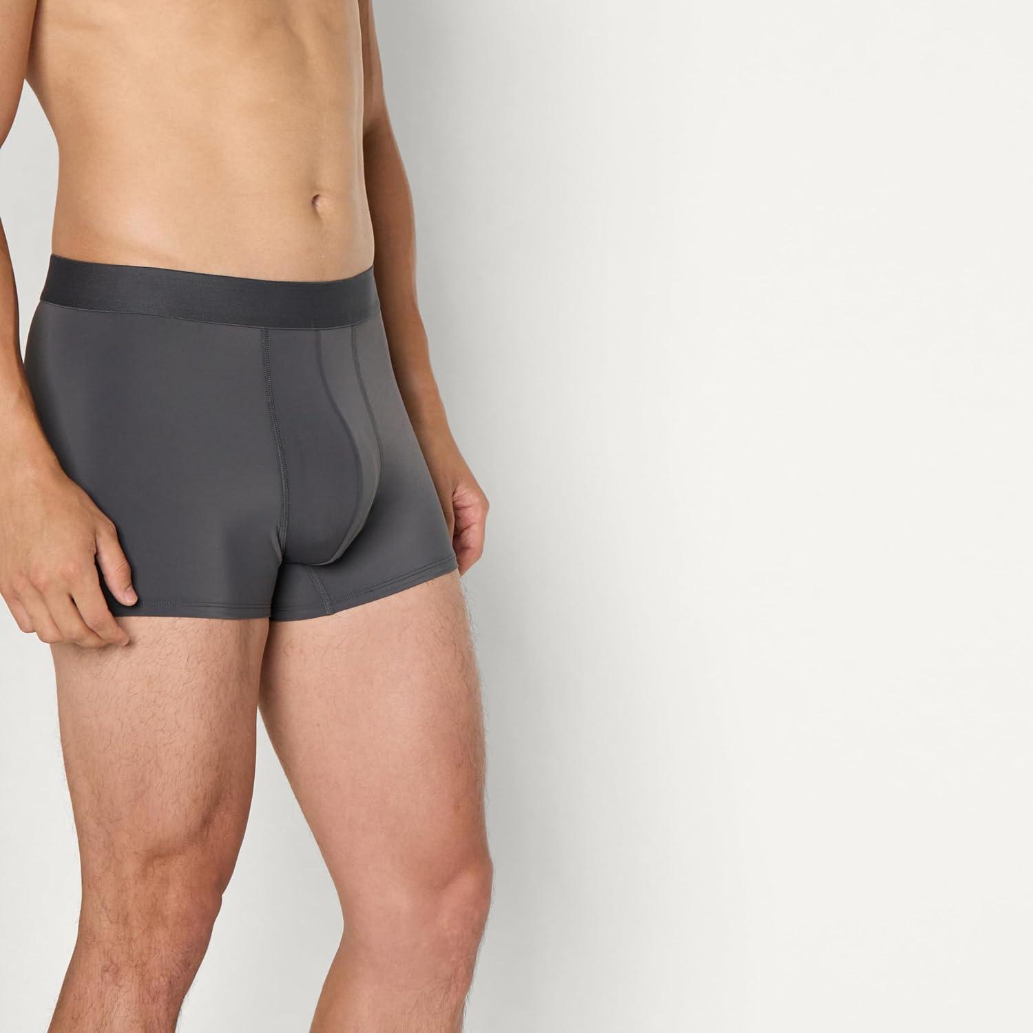 imageAmazon Essentials Mens Microfiber Boxer Shorts Underwear Pack of 3BlackCharcoal GreyLight Grey