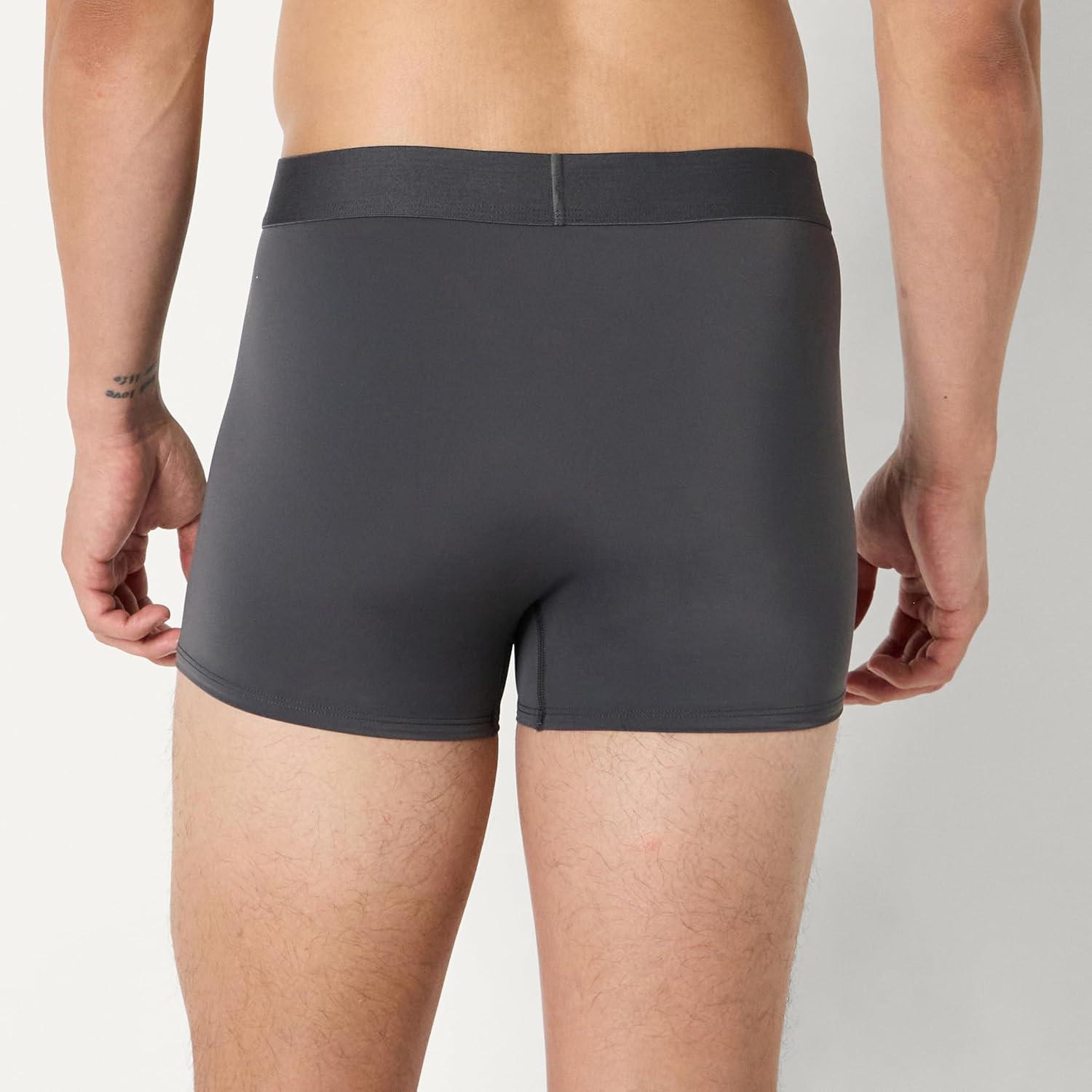 imageAmazon Essentials Mens Microfiber Boxer Shorts Underwear Pack of 3BlackCharcoal GreyLight Grey