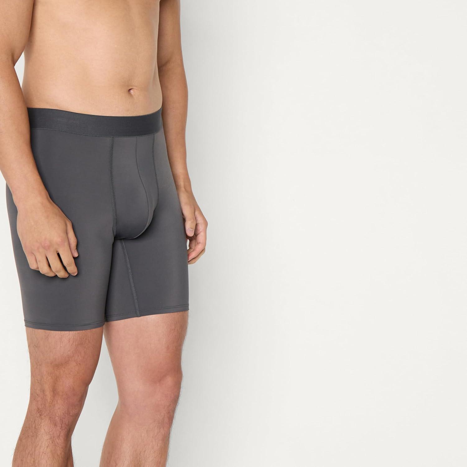 imageAmazon Essentials Mens Microfiber Boxer Shorts Underwear Pack of 3BlackCharcoal GreyLight Grey