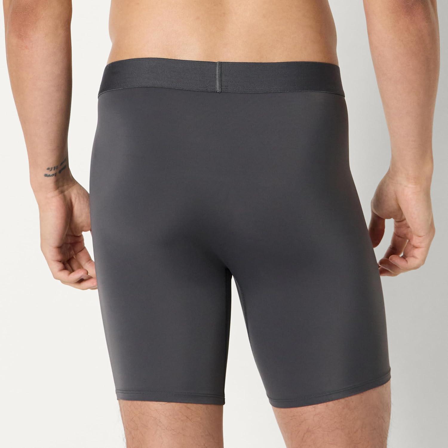 imageAmazon Essentials Mens Microfiber Boxer Shorts Underwear Pack of 3BlackCharcoal GreyLight Grey