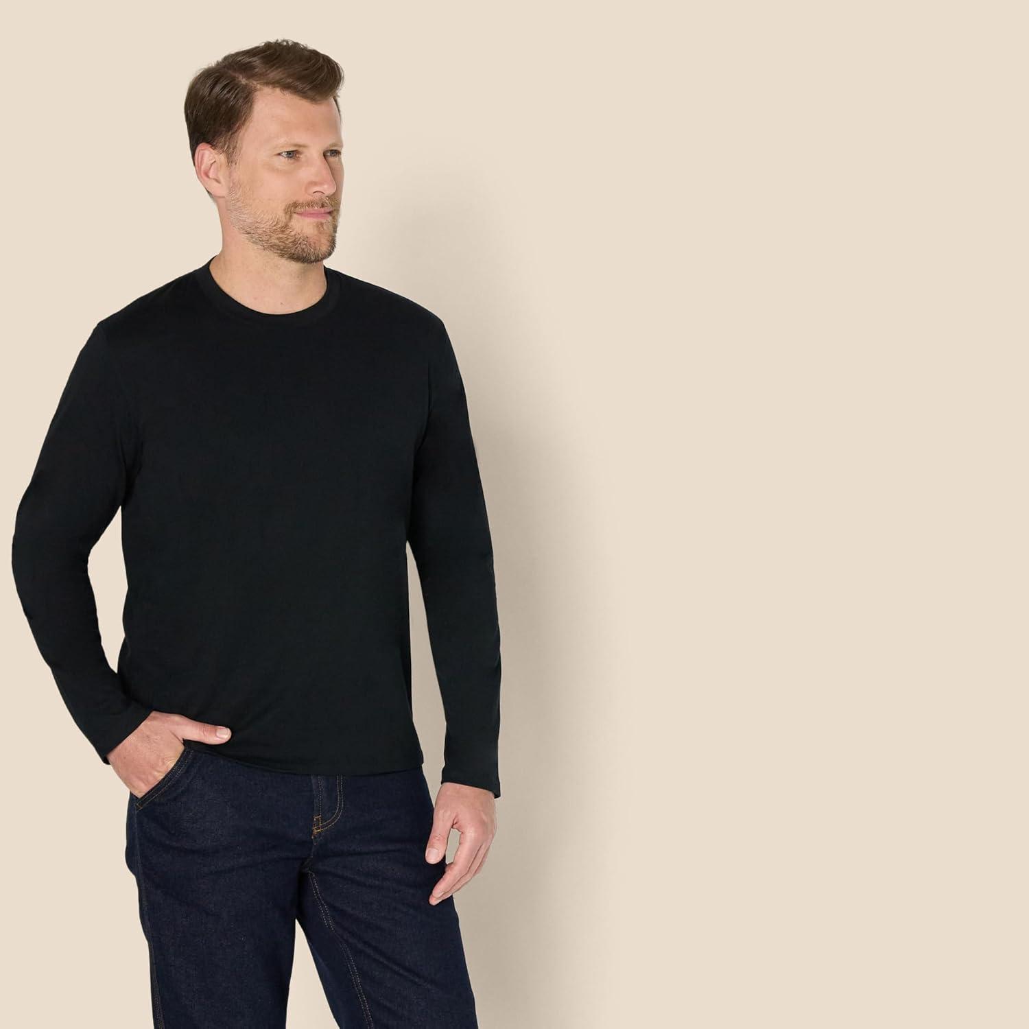 imageAmazon Essentials Mens Relaxed Fit Long Sleeve TShirtBlack