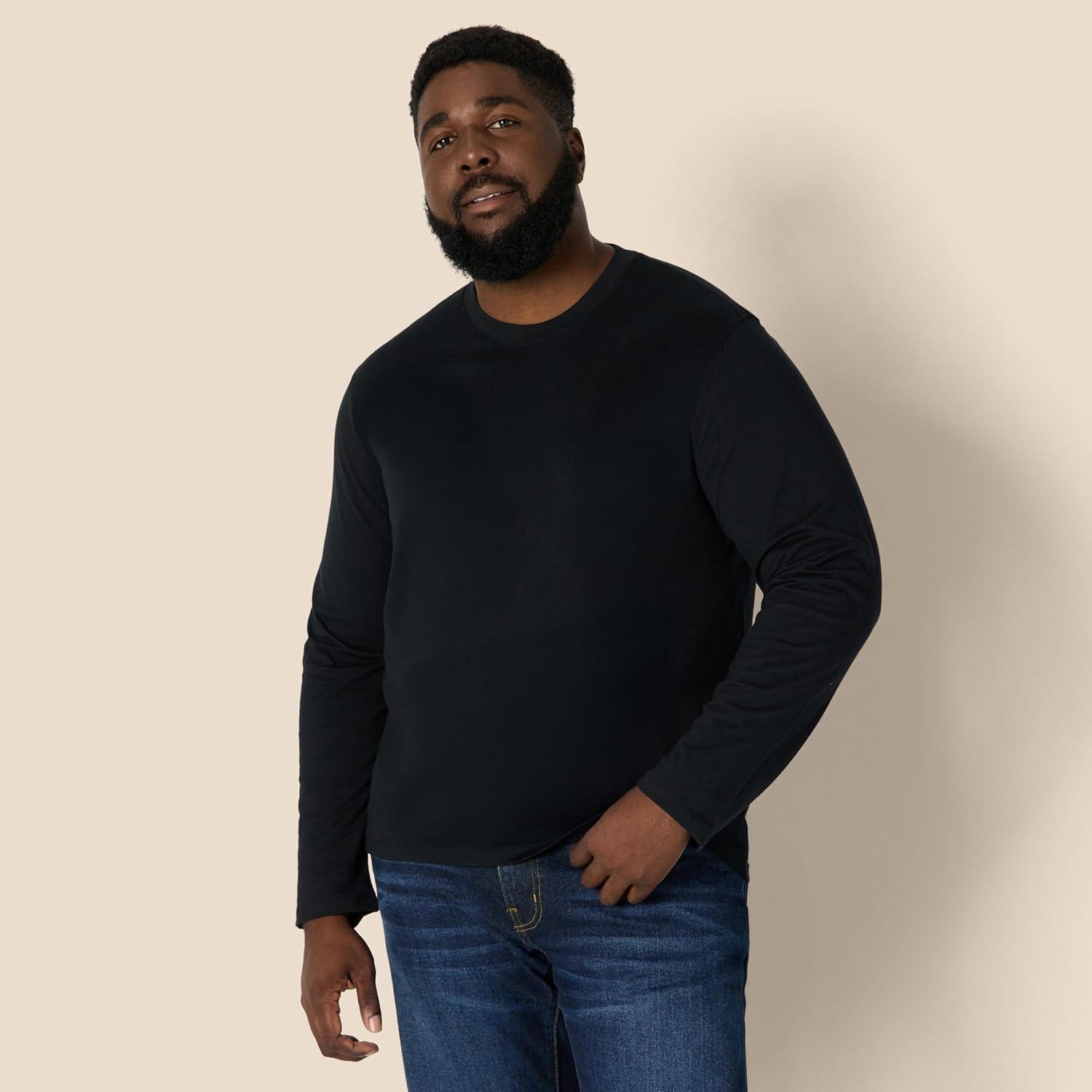 imageAmazon Essentials Mens Relaxed Fit Long Sleeve TShirtBlack