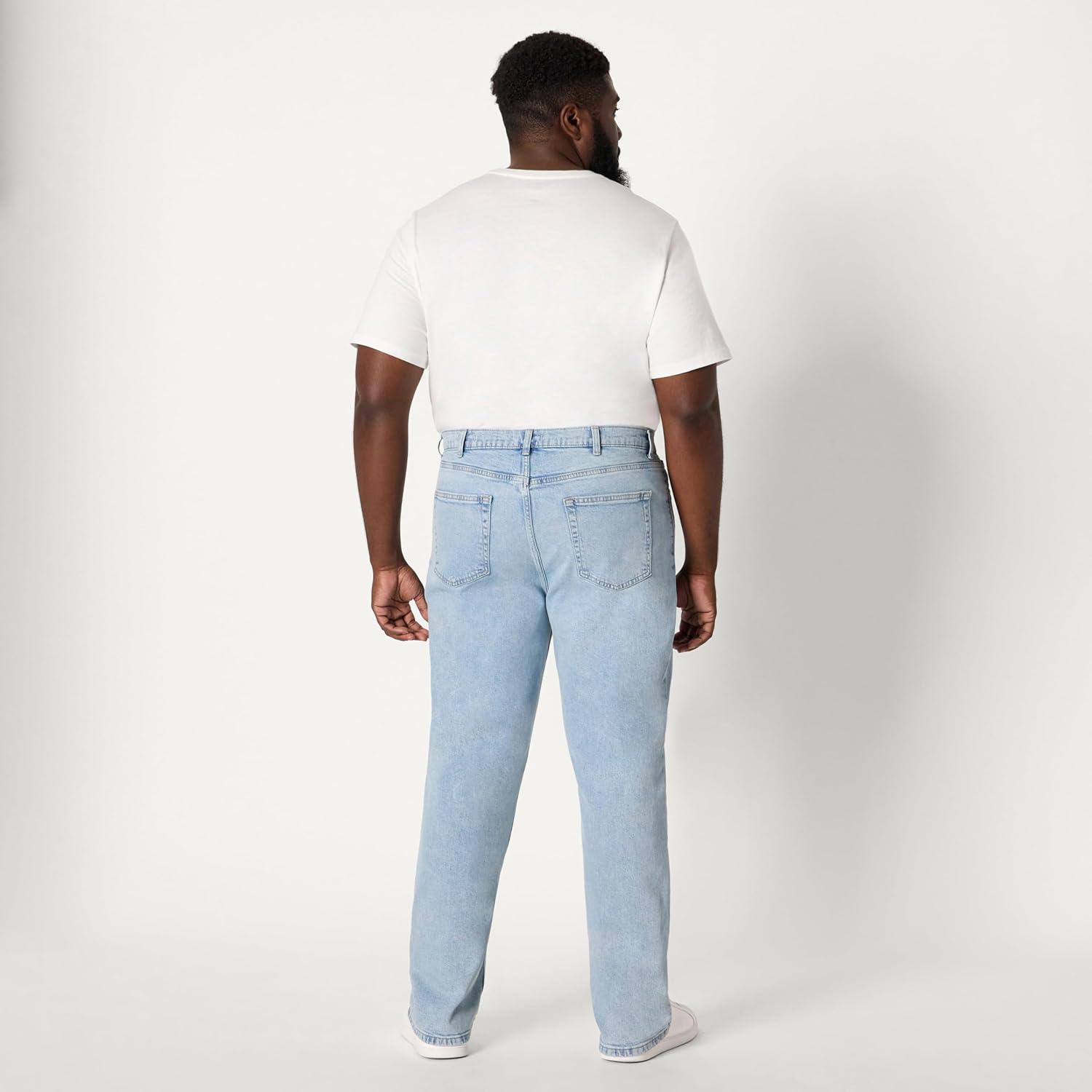 imageAmazon Essentials Mens RelaxedFit JeanIced Light Wash