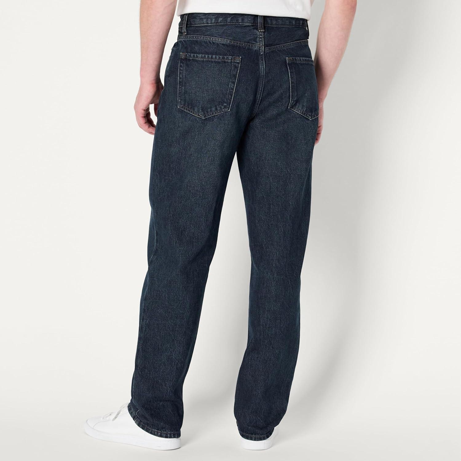 imageAmazon Essentials Mens RelaxedFit JeanTinted Dark Wash