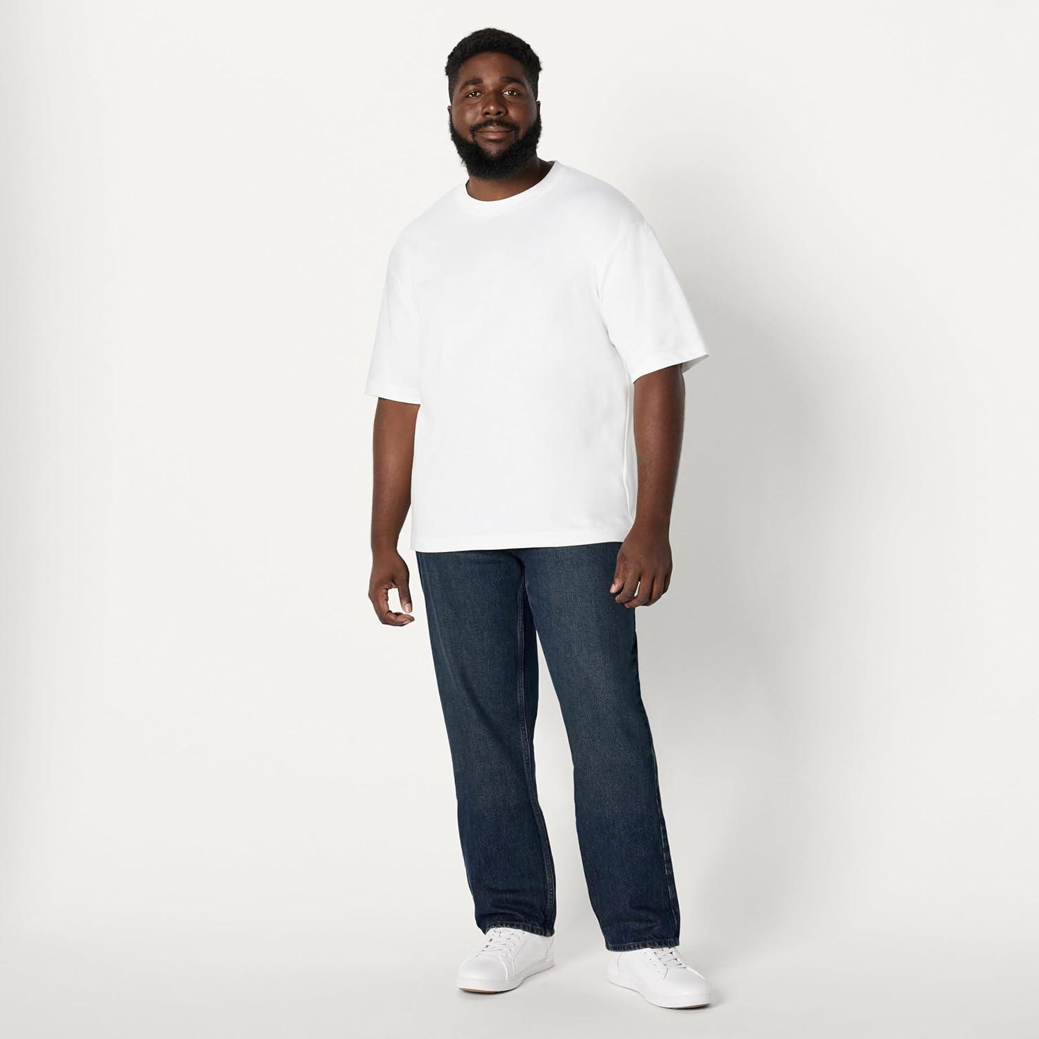 imageAmazon Essentials Mens RelaxedFit JeanTinted Dark Wash