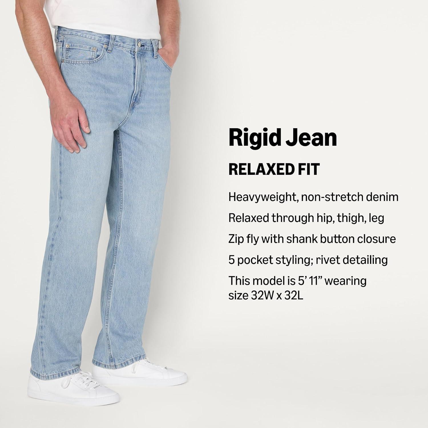 imageAmazon Essentials Mens RelaxedFit JeanVintage Blue