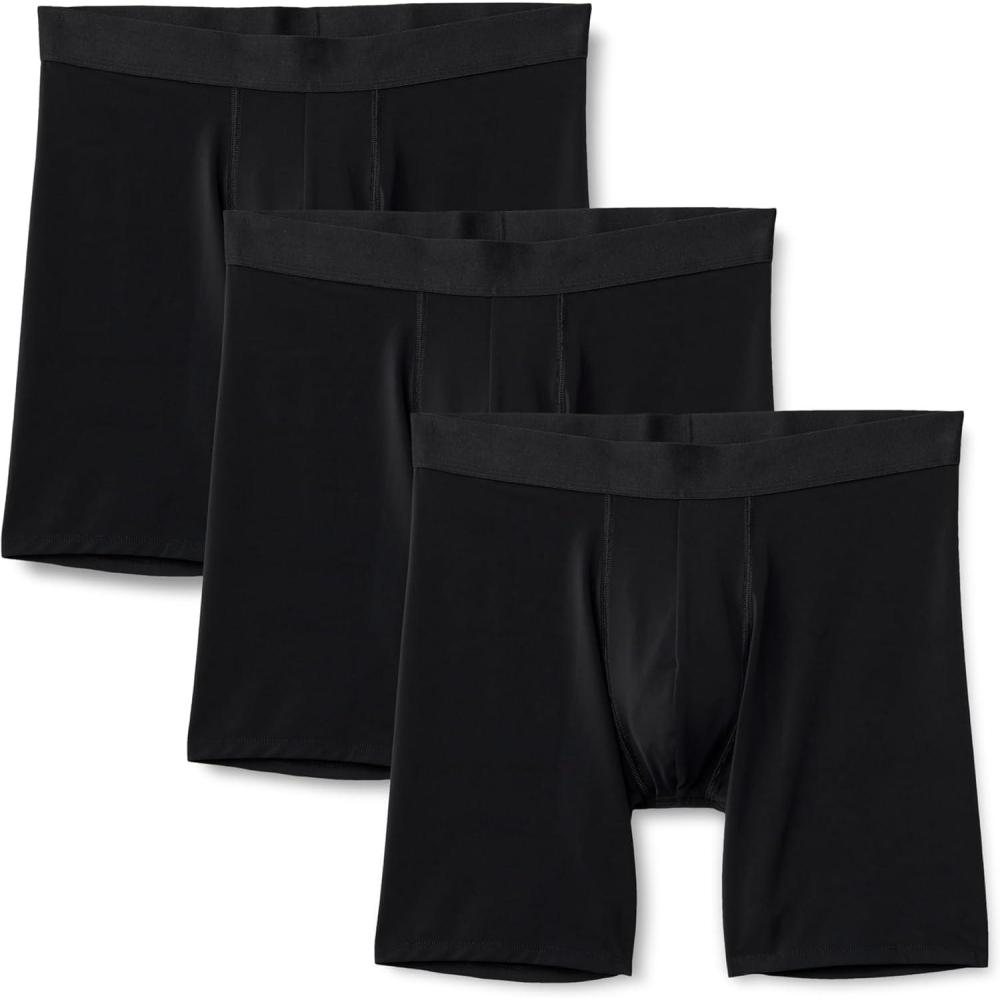 imageAmazon Essentials Mens Microfiber Boxer Shorts Underwear Pack of 3Black