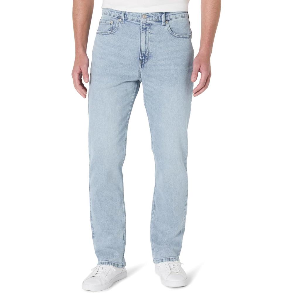 imageAmazon Essentials Mens RelaxedFit JeanIced Light Wash