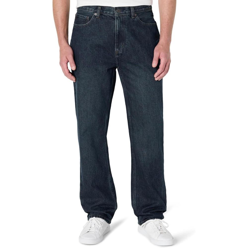 imageAmazon Essentials Mens RelaxedFit JeanTinted Dark Wash