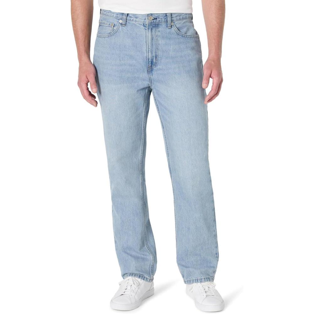 imageAmazon Essentials Mens RelaxedFit JeanVintage Blue