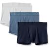 imageAmazon Essentials Mens Microfiber Boxer Shorts Underwear Pack of 3Navy BlueBlueLight Grey