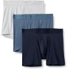 imageAmazon Essentials Mens Microfiber Boxer Shorts Underwear Pack of 3Navy BlueBlueLight Grey