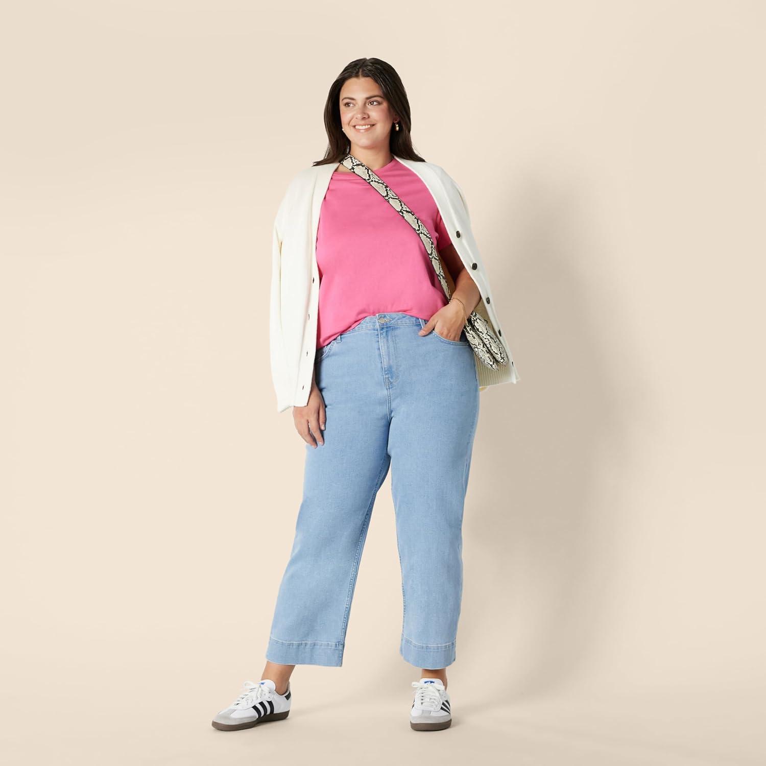 imageAmazon Essentials Womens Regular Fit 100 Cotton Crewneck Short Sleeve TShirtHot Pink