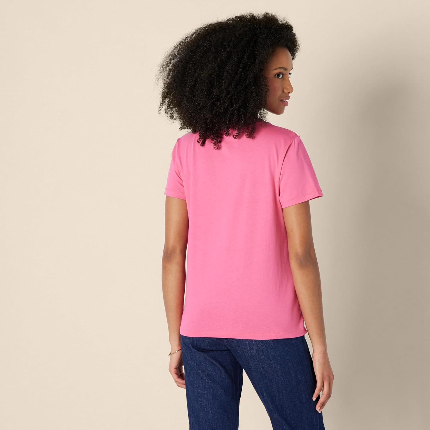 imageAmazon Essentials Womens Regular Fit 100 Cotton Crewneck Short Sleeve TShirtHot Pink