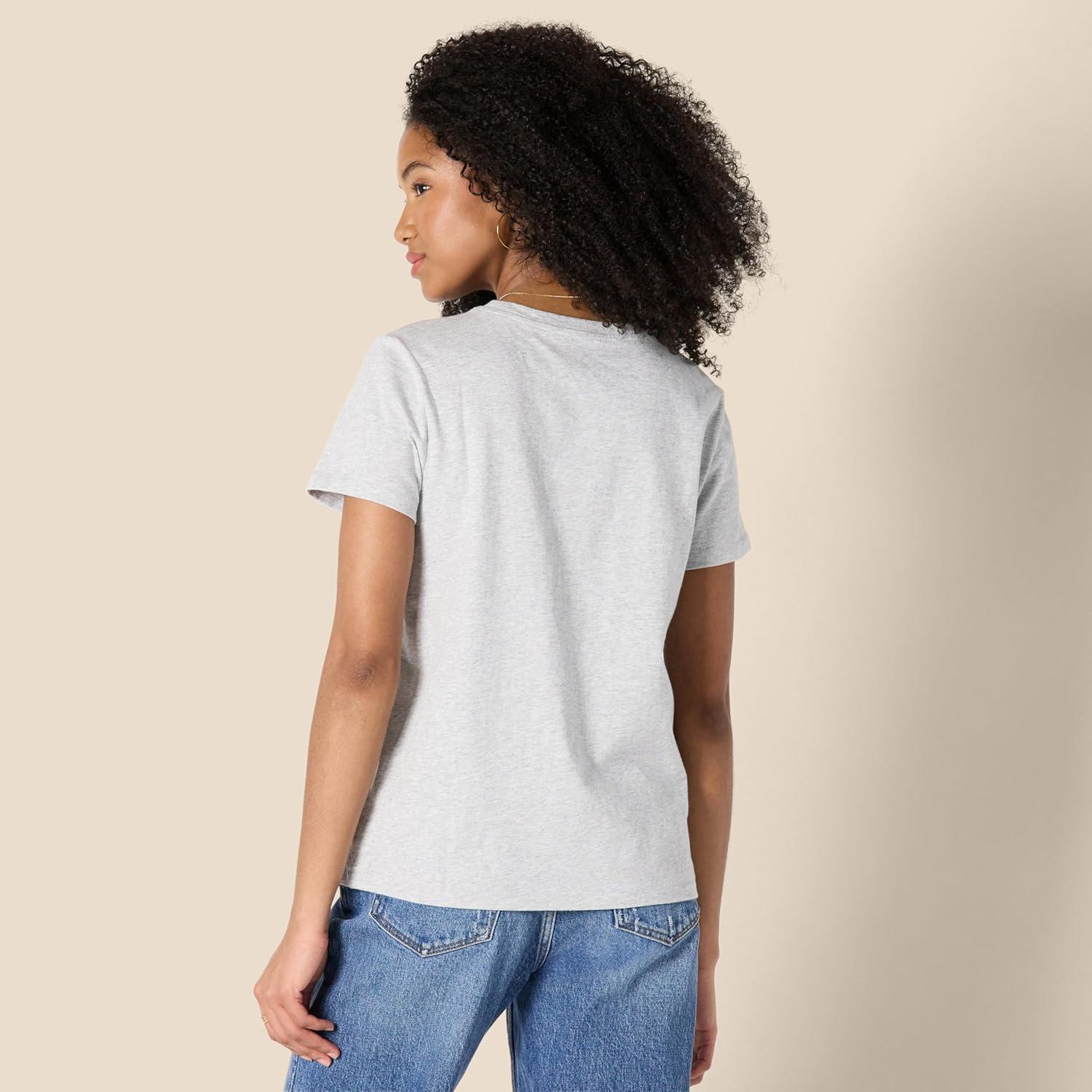 imageAmazon Essentials Womens Regular Fit 100 Cotton Crewneck Short Sleeve TShirtLight Grey Heather