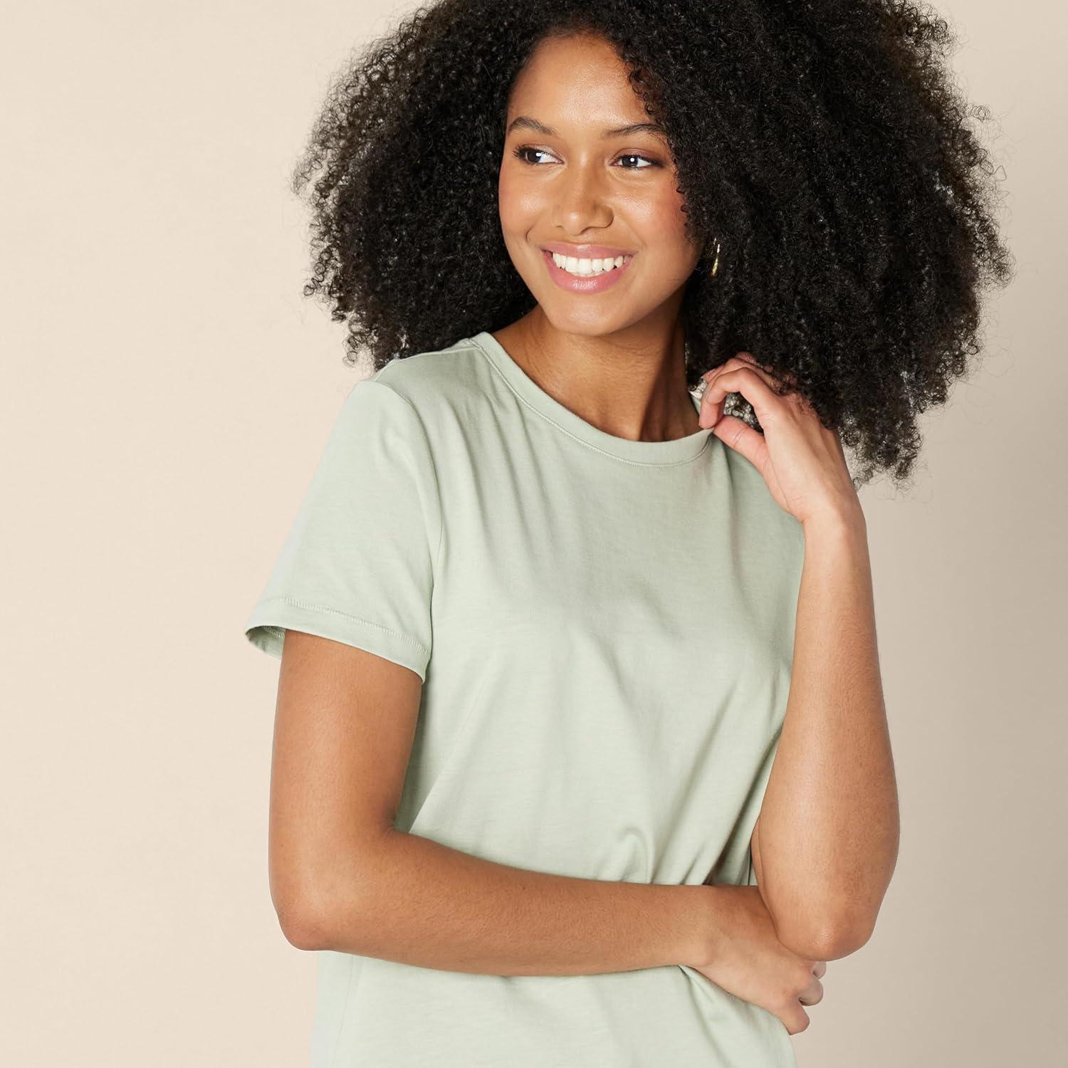 imageAmazon Essentials Womens Regular Fit 100 Cotton Crewneck Short Sleeve TShirtSage Green