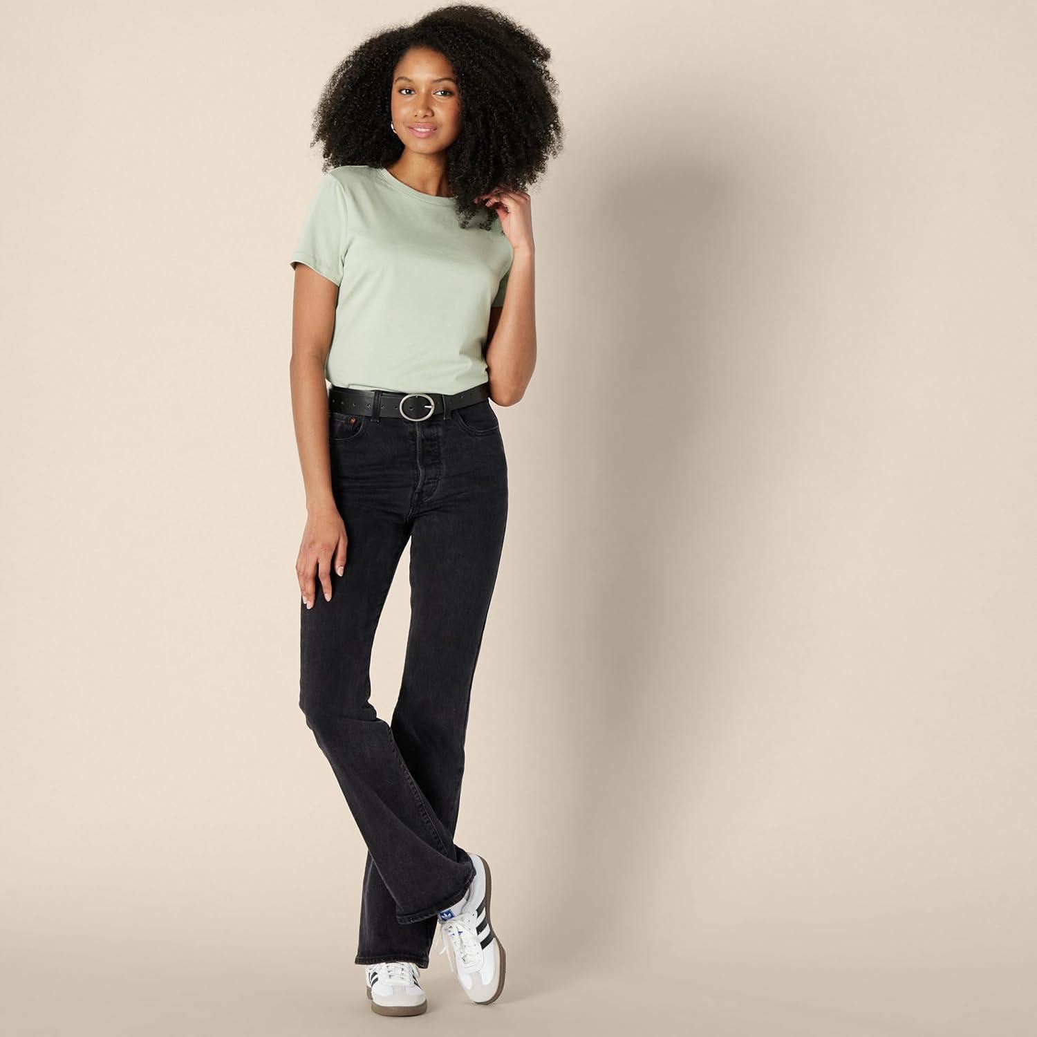 imageAmazon Essentials Womens Regular Fit 100 Cotton Crewneck Short Sleeve TShirtSage Green