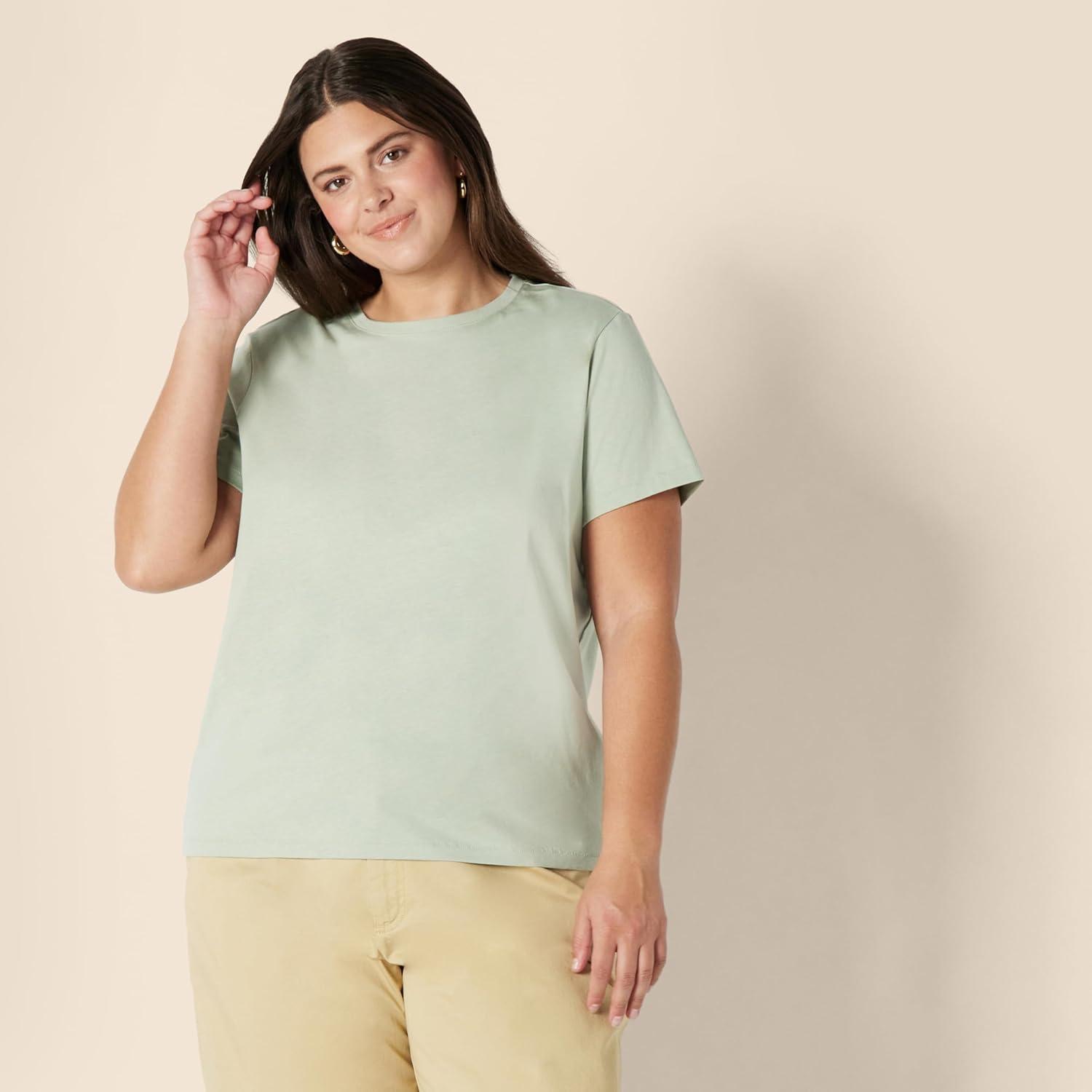 imageAmazon Essentials Womens Regular Fit 100 Cotton Crewneck Short Sleeve TShirtSage Green