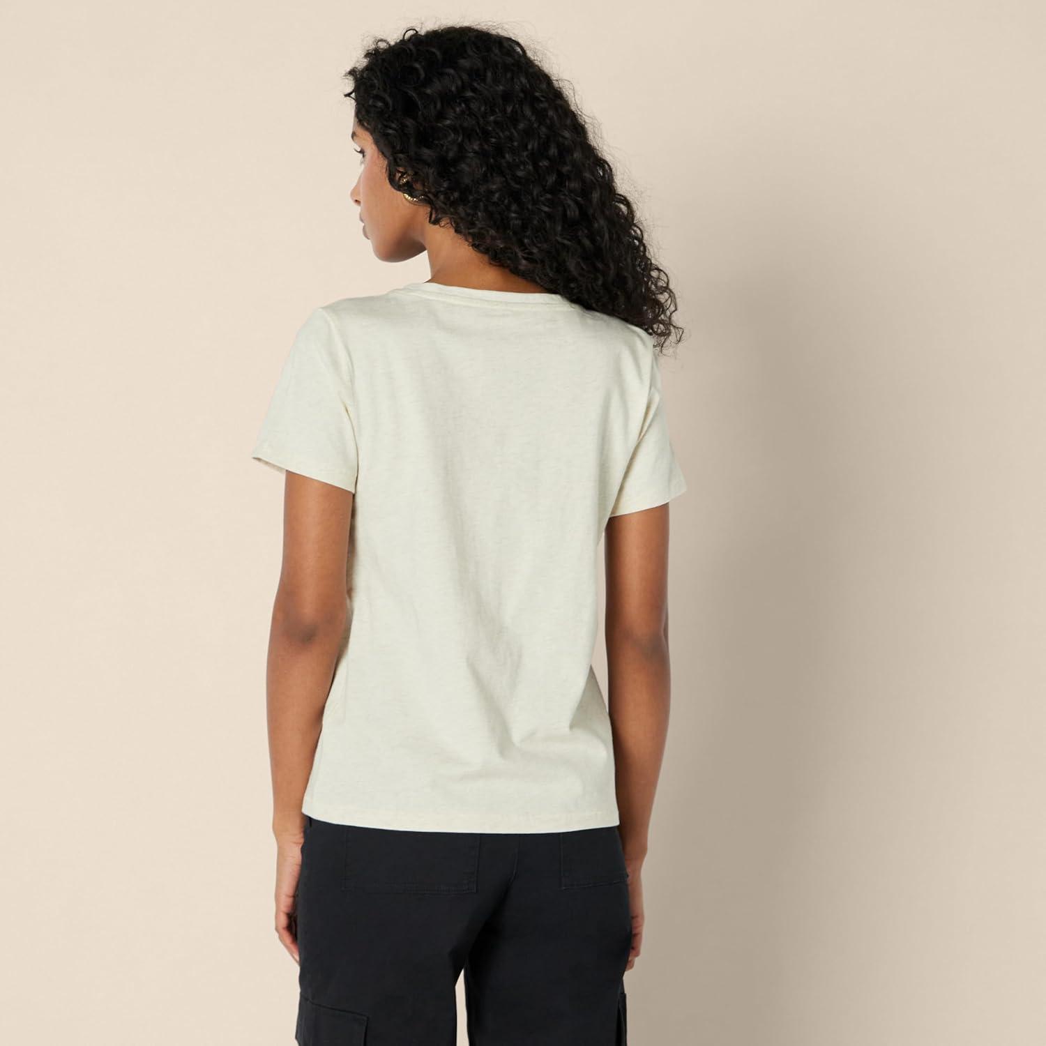 imageAmazon Essentials Womens Regular Fit 100 Cotton VNeck Short Sleeve TShirtSand Heather