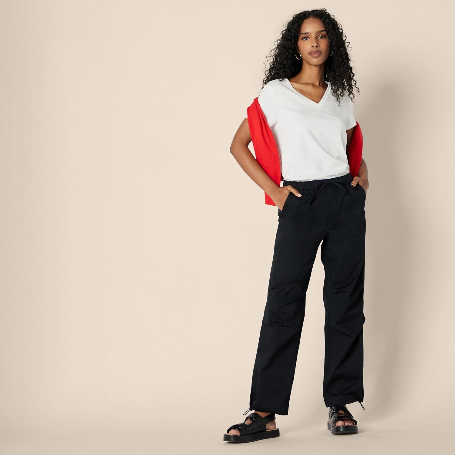 imageAmazon Essentials Womens Regular Fit 100 Cotton VNeck Short Sleeve TShirtWhite