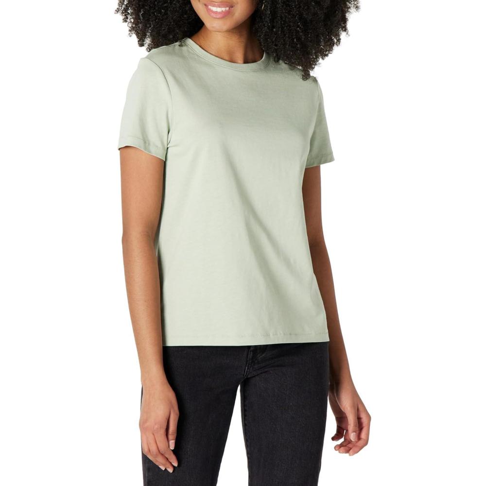 imageAmazon Essentials Womens Regular Fit 100 Cotton Crewneck Short Sleeve TShirtSage Green