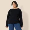 imageAmazon Essentials Womens 100 Cotton Heavyweight LongSleeve Boatneck TopBlack