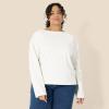 imageAmazon Essentials Womens 100 Cotton Heavyweight LongSleeve Boatneck TopEggshell White