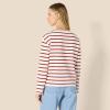 imageAmazon Essentials Womens 100 Cotton Heavyweight LongSleeve Boatneck TopEggshell White Mariner Stripe