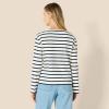 imageAmazon Essentials Womens 100 Cotton Heavyweight LongSleeve Boatneck TopEggshell White Navy Mariner Stripe