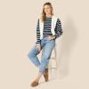 imageAmazon Essentials Womens 100 Cotton Heavyweight LongSleeve Boatneck TopNavy Eggshell White Mariner Stripe